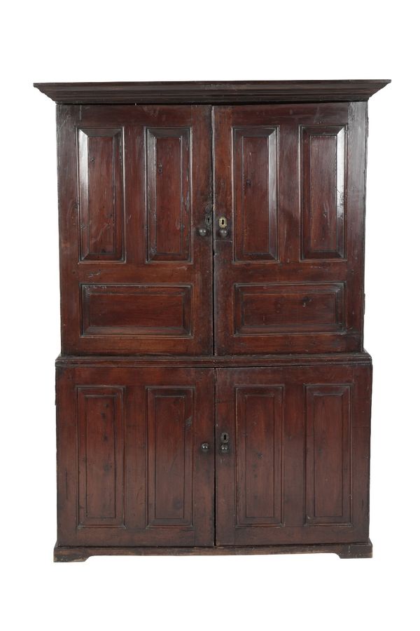 LATE GEORGE II OR GEORGE III PROVINCIAL STAINED PINE CUPBOARD