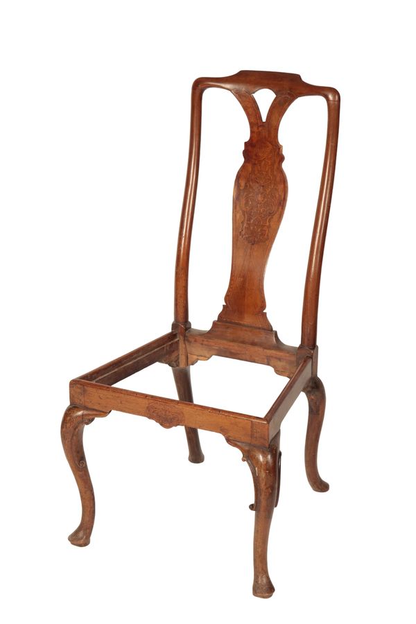 GEORGE I WALNUT AND MARQUETRY CHAIR