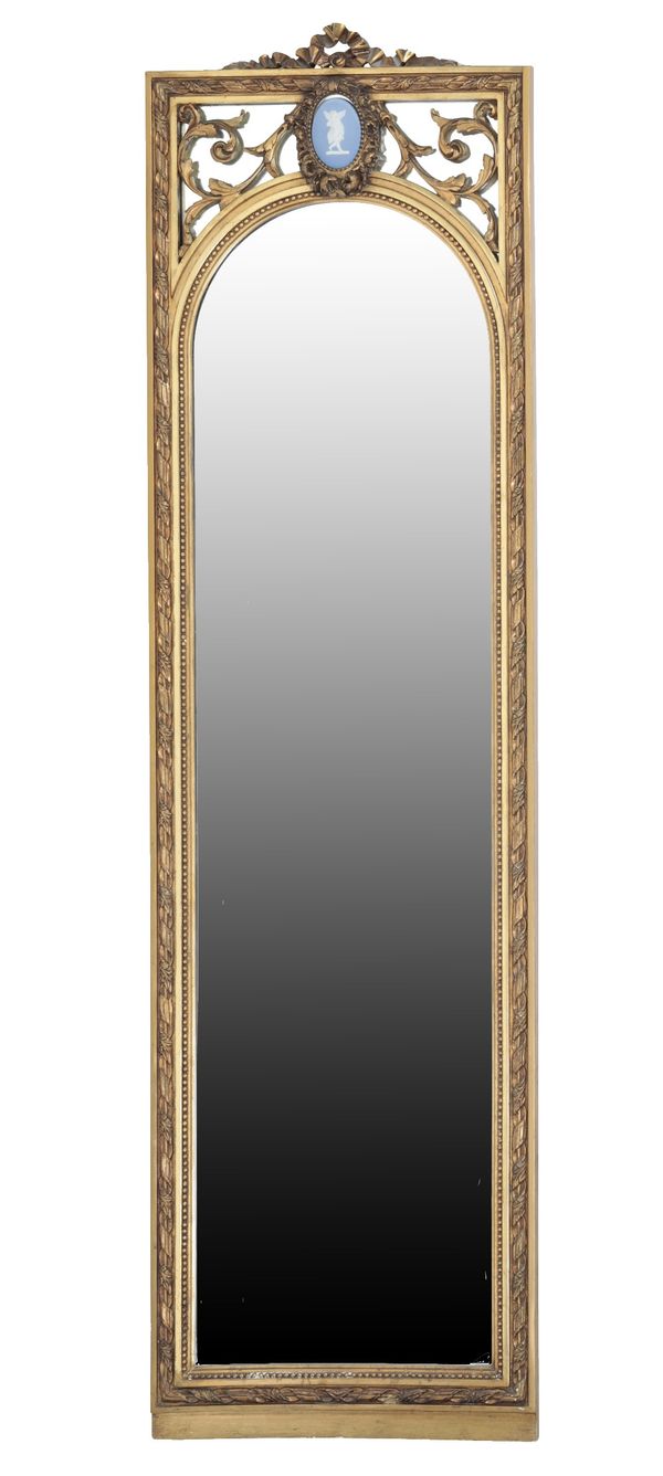 GILTWOOD AND COMPOSITION FRAMED PIER MIRROR IN 18TH CENTURY TASTE