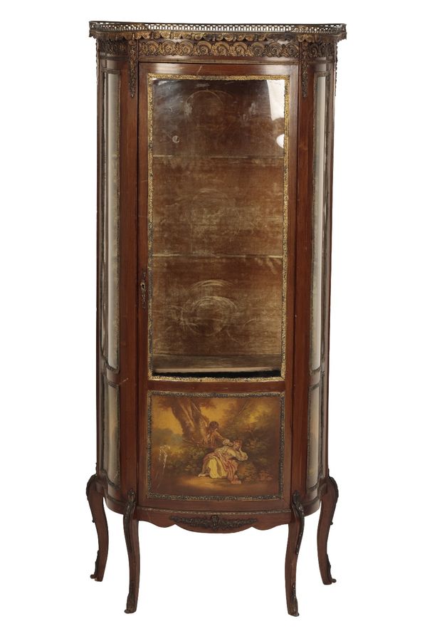 MAHOGANY, MARBLE TOPPED AND GILT METAL MOUNTED VITRINE IN LOUIS XVI STYLE