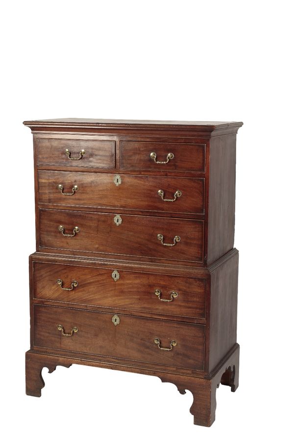 GEORGE III MAHOGANY CHEST ON CHEST