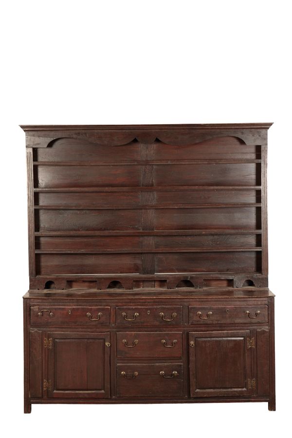 NORTHERN FRENCH PROVINCIAL OAK DRESSER AND SHELVES