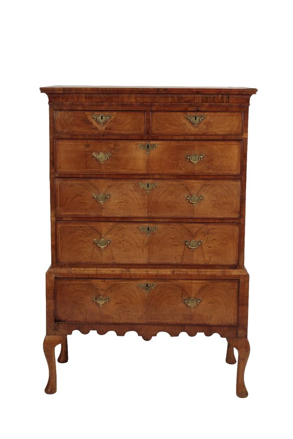 EARLY GEORGE II WALNUT CHEST ON STAND