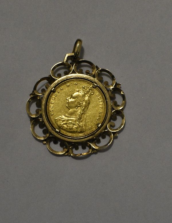 1887 GOLD SOVEREIGN in 9ct Gold jewellery mount