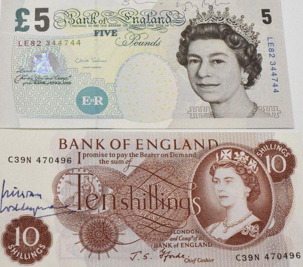 TWO £5 NOTES