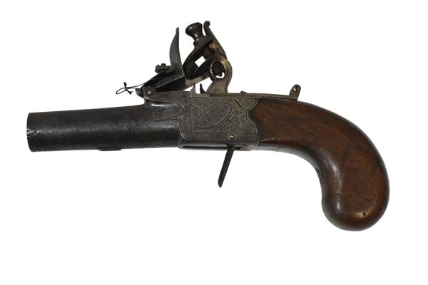 FLINTLOCK POCKET PISTOL, 19th century