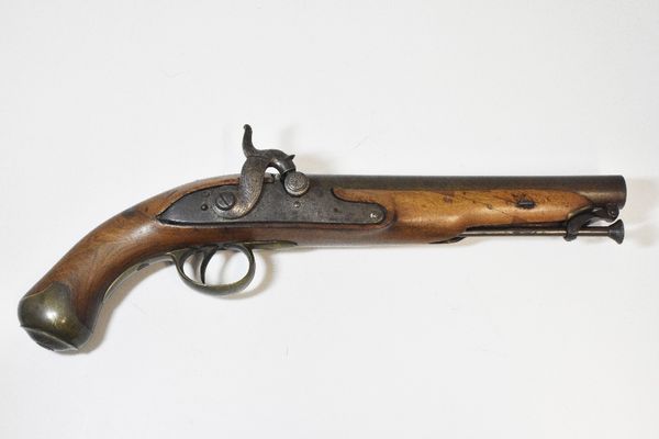 OFFICER'S PERCUSSION FLINTLOCK CONVERSION PISTOL BY E. (Ezekiel) Baker