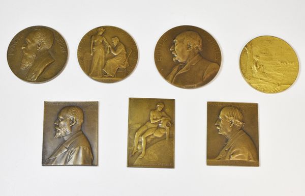 COLLECTION OF SEVEN FRENCH BRONZE MEDALLIONS