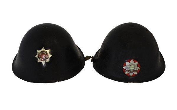 THREE VINTAGE FIRE SERVICE HELMETS