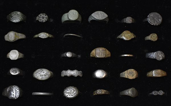 COLLECTION OF TWENTY EIGHT COPPER ALLOY AND OTHER METAL BYZANTINE, ROMAN, MEDIEVAL RINGS 