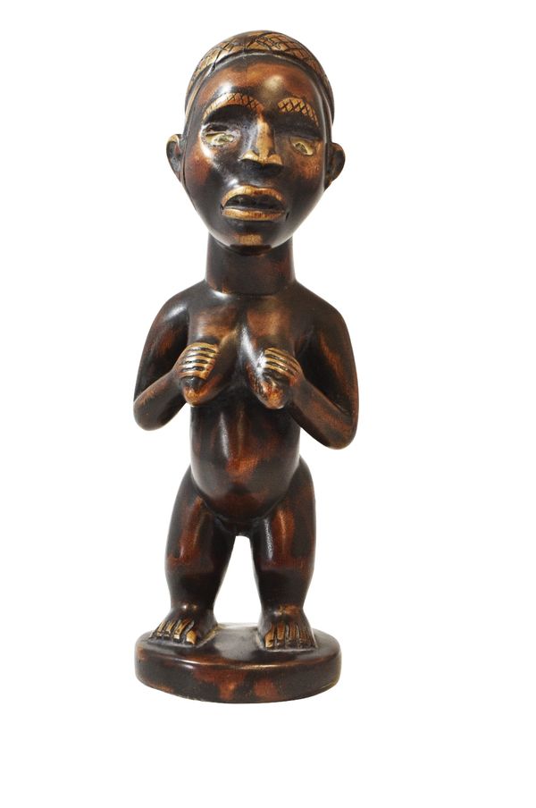 KONGO WOODEN FIGURE OF A STANDING FEMALE