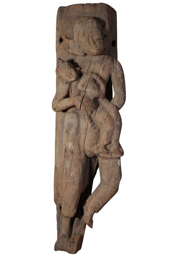 CARVED FIGURAL GROUP DEITY