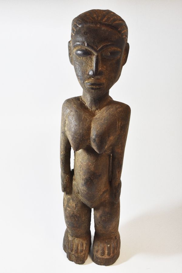 INLAND WEST AFRICA (POSSIBLY LOBI) WOODEN MATERNITY FIGURE