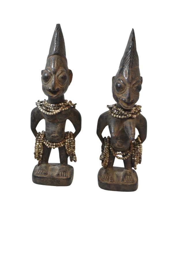 PAIR OF YORUBA WOOD TWIN IBEJI FIGURES