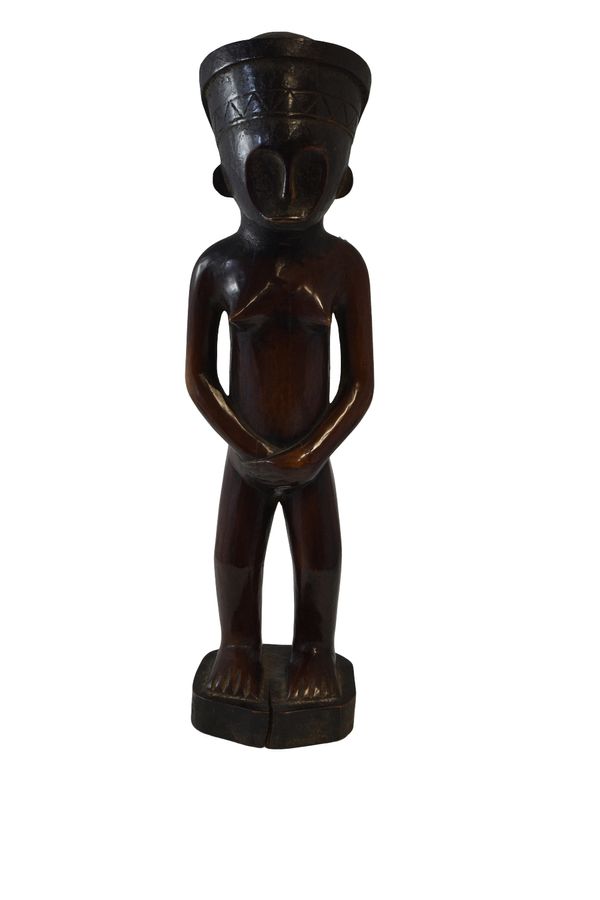 WOODEN FANG STANDING FIGURE OF A FEMALE