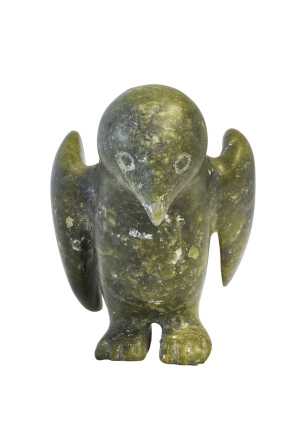 INUIT GREEN STONE CARVED STANDING BIRD