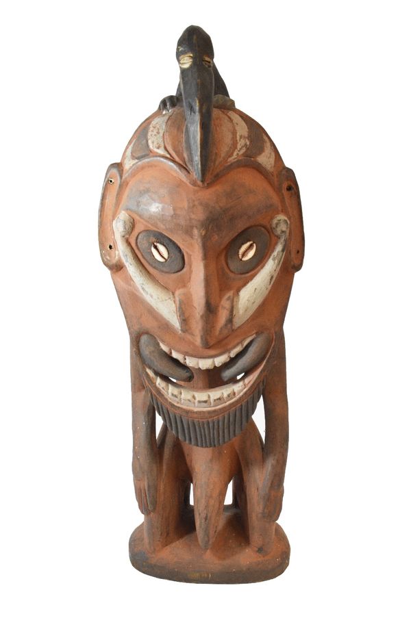 PAPUA NEW GUINEA RED STAINED WOOD STANDING FIGURE