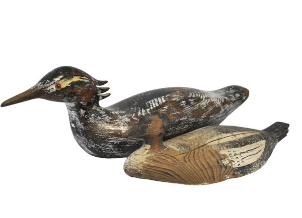 FIVE NORTH AMERCIAN DECORATIVE PAINTED WOODEN DECOYS