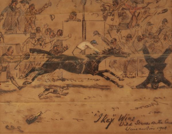 HORSE RACING INTEREST: 'Ikey Wins, Wild Scene on the Course, Wincanton 1908' 
