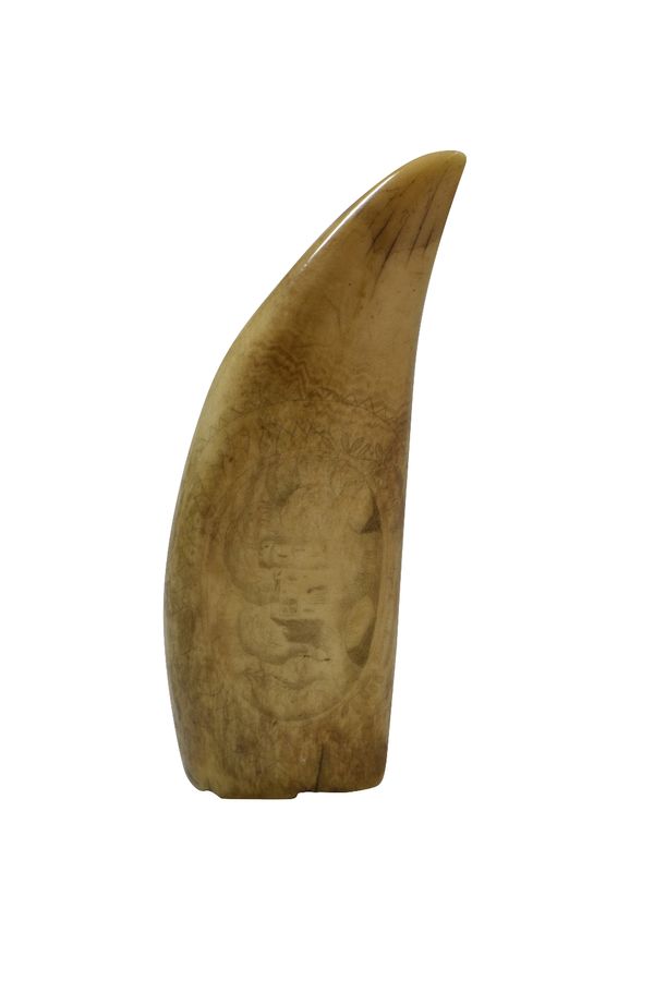 SCRIMSHAW WHALE'S TOOTH, 19th century