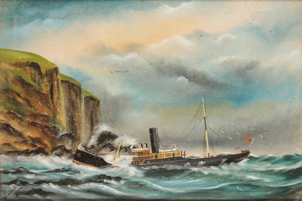 W. DOWDEN (18th/19th Century) Steam Coaster in heavy seas