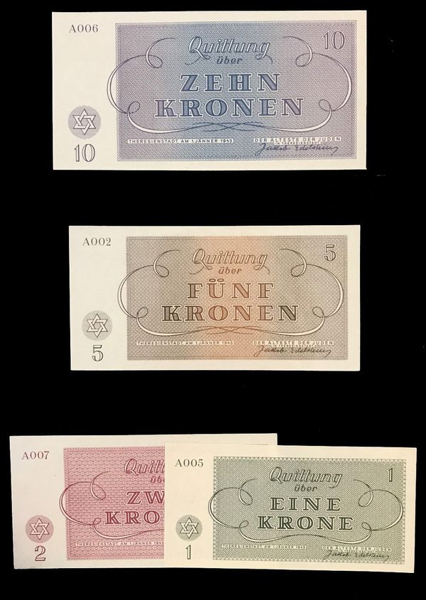 COLLECTION OF THERESIENSTADT CONCENTRATION & JEWISH GHETTO CURRENCY