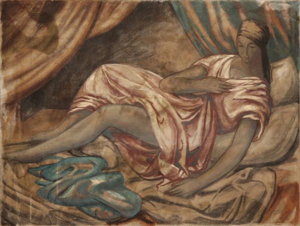 *VLADIMIR POLUNIN (1880-1957) A full-length study of a female reclining on a bed