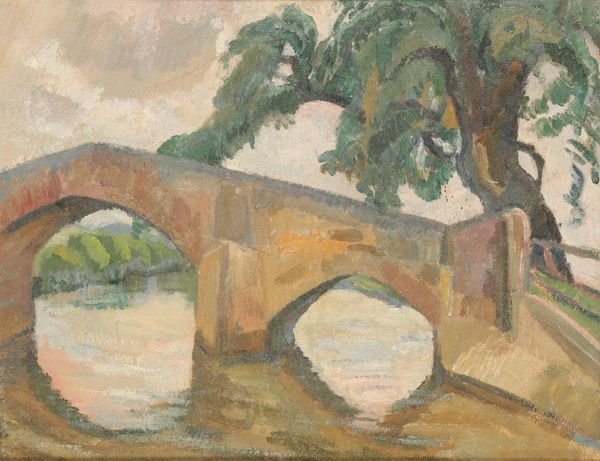 *ELSIE MARION HENDERSON (1880-1967) River landscape with bridge and tree