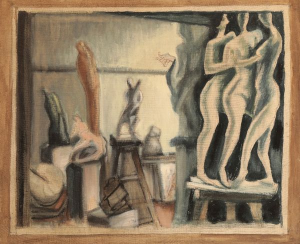 *VLADIMIR POLUNIN (1880-1957) Scene painting depicting various sculptures and maquettes