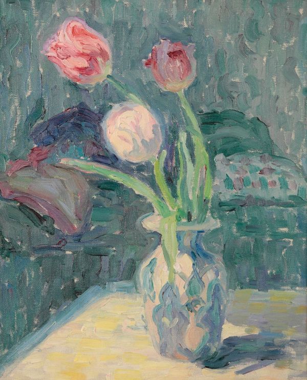 *BLANCHE-AUGUSTINE CAMUS (1884-1968) Still life study of a vase of flowers on a ledge