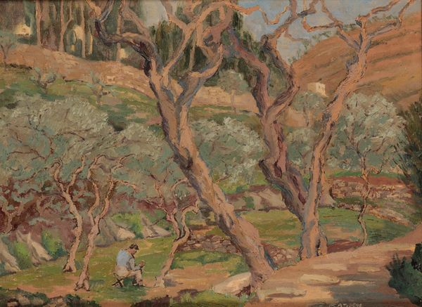 ORVAL CLINTON MADDEN (1892-1971) Landscape with an artist sketching