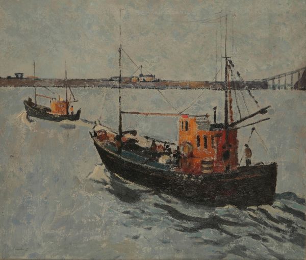 *CHRISTOPHER SANDERS (1905-1991) 'Trawlers leaving Whitby Harbour'