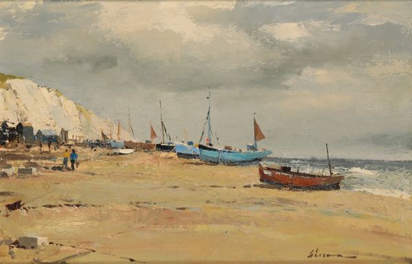 *EDWARD WESSON (1910-1983) 'Fishing Boats on Hastings Beach'