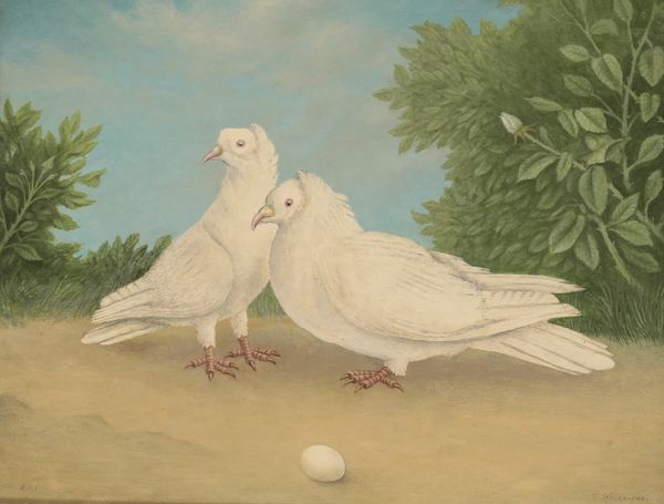 *TIMOTHY WHIDBORNE (b. 1927) A study of two doves and an egg