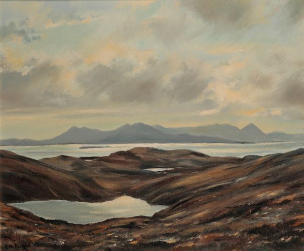 *KEN MCDOUGALL (b. 1933) Lake landscape with mountains to the distance