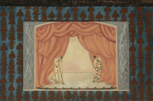 *VLADIMIR POLUNIN (1880-1957) A set design showing two harlequins on stage