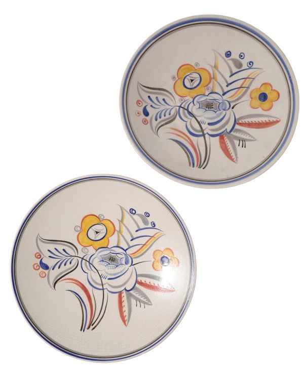 POOLE POTTERY: A MATCHED PAIR OF 'TRADITIONAL' CHARGERS