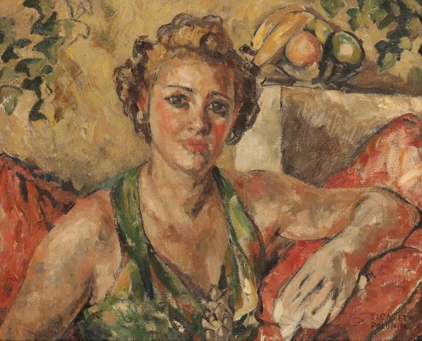 *ELIZABETH VIOLET POLUNIN (1887-1950) A bust-length portrait of a woman seated in an interior