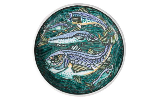 *TONY MORRIS FOR POOLE POTTERY: A ONE-OFF "FISH" CHARGER