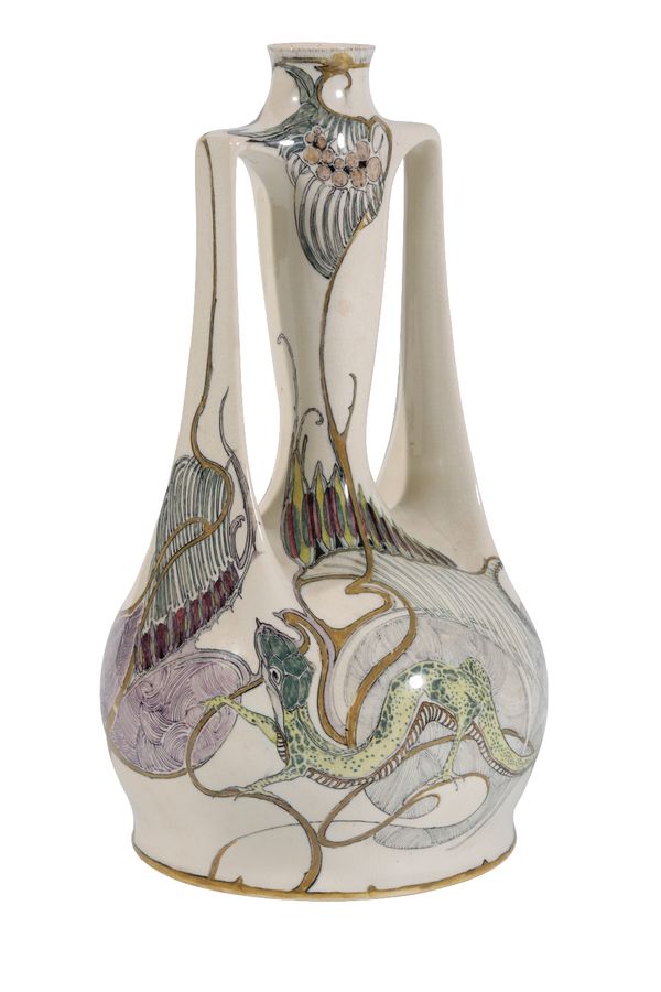 ROZENBURG: A DEN HAAG EGG-SHELL PORCELAIN TWO-HANDLED VASE