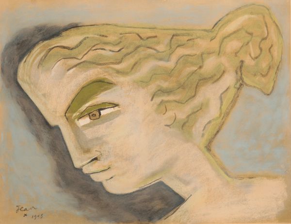 *JEAN COCTEAU (1889-1963) Profile head study in green