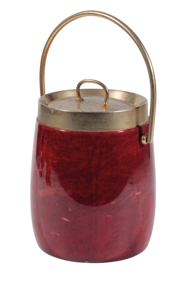 *ALDO TURA FOR MACABO CUSANO MILANINO: A RED LACQUERED GOATSKIN ICE BUCKET