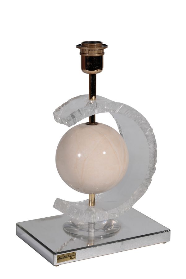 MANVILLE INTERIORS, FRANCE: A LUCITE AND FAUX MARBLE TABLE LAMP