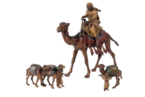 VIENNESE COLD PAINTED BRONZE GROUP OF AN ARAB ON A CAMEL