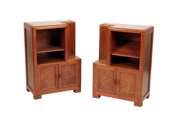 *BETTY JOEL FOR TOKEN WORKS: A PAIR OF ART DECO AMERICAN WALNUT SIDE CABINETS