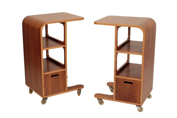 PAIR OF PLYWOOD SIDE CABINETS