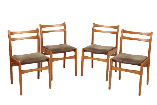 SET OF FOUR TEAK FRAMED DINING CHAIRS