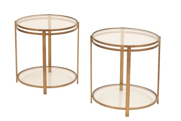 PAIR OF CONTEMPORARY GILT-METAL OCCASIONAL TABLES