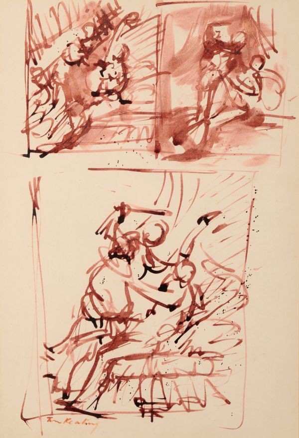 *TOM KEATING (1917-1984) Sepia ink sketches