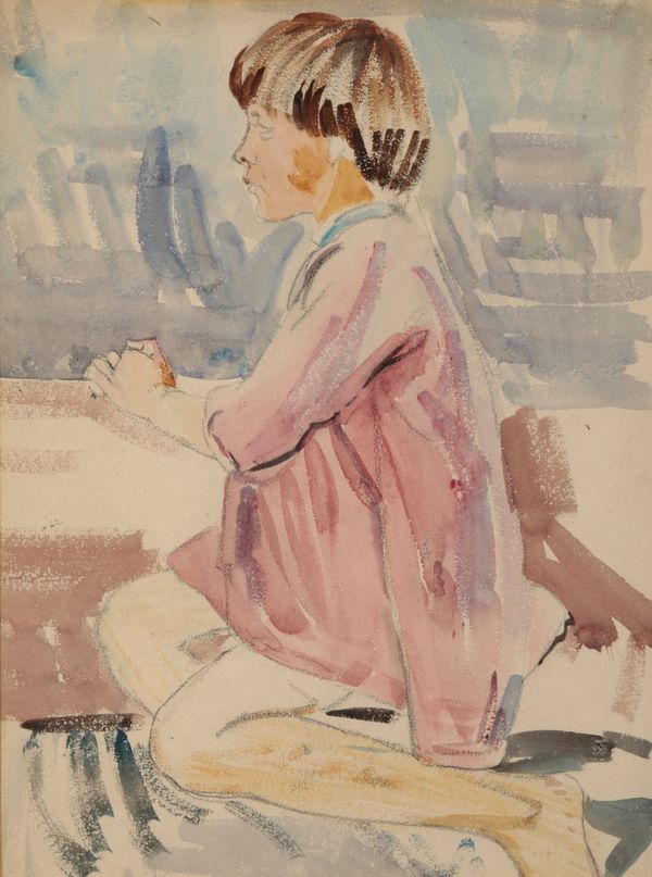 ENGLISH SCHOOL, 20TH CENTURY Study of a kneeling child with hands clasped in prayer